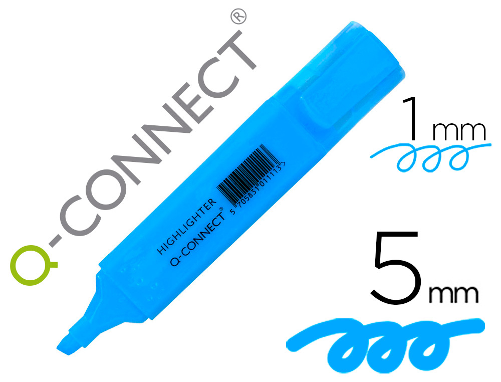 Surligneur q-connect tracé 2/5 mm pointe biseautée couleurs éclatantes bleu