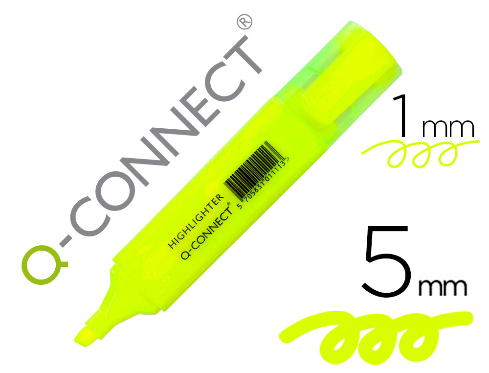 Surligneur q-connect tracé 2/5 mm pointe biseautée couleurs éclatantes jaune