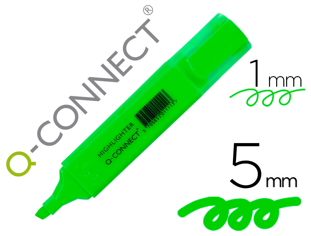 Surligneur q-connect tracé 2/5 mm pointe biseautée couleurs éclatantes vert