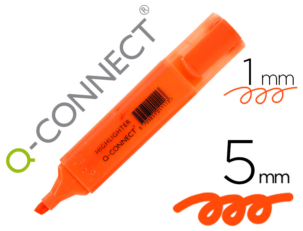 Surligneur q-connect tracé 2/5 mm pointe biseautée couleurs éclatantes orange