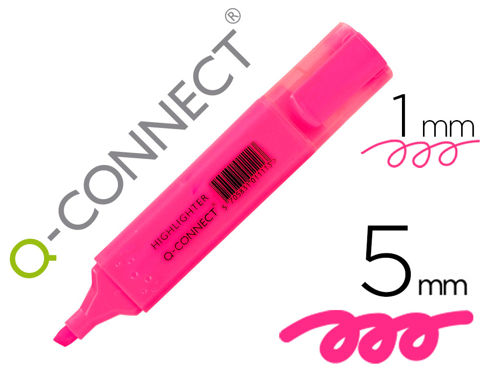 Surligneur q-connect tracé 2/5 mm pointe biseautée couleurs éclatantes rose