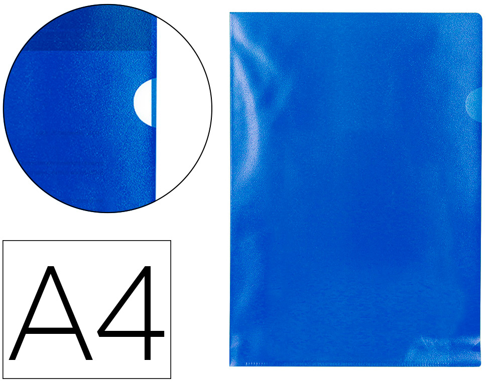 Pochette coin q-connect polypropylène grainé économique 12/100e coloris bleu transparent boîte 100 unités