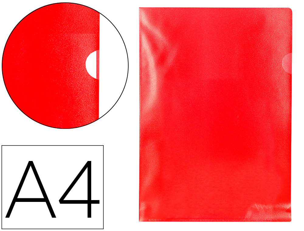 Pochette coin q-connect polypropylène grainé économique 12/100e coloris rouge transparent boîte 100 unités
