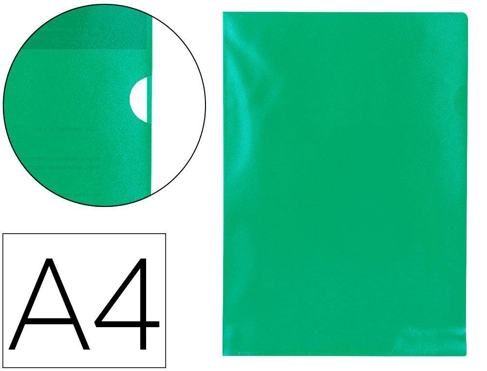 Pochette coin q-connect polypropylène grainé économique 12/100e coloris vert transparent boîte 100 unités