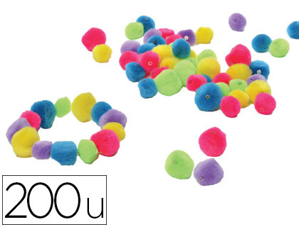 Pompon à enfiler culture club diamètre 20/35mm tailles coloris assortis lot 200 unités