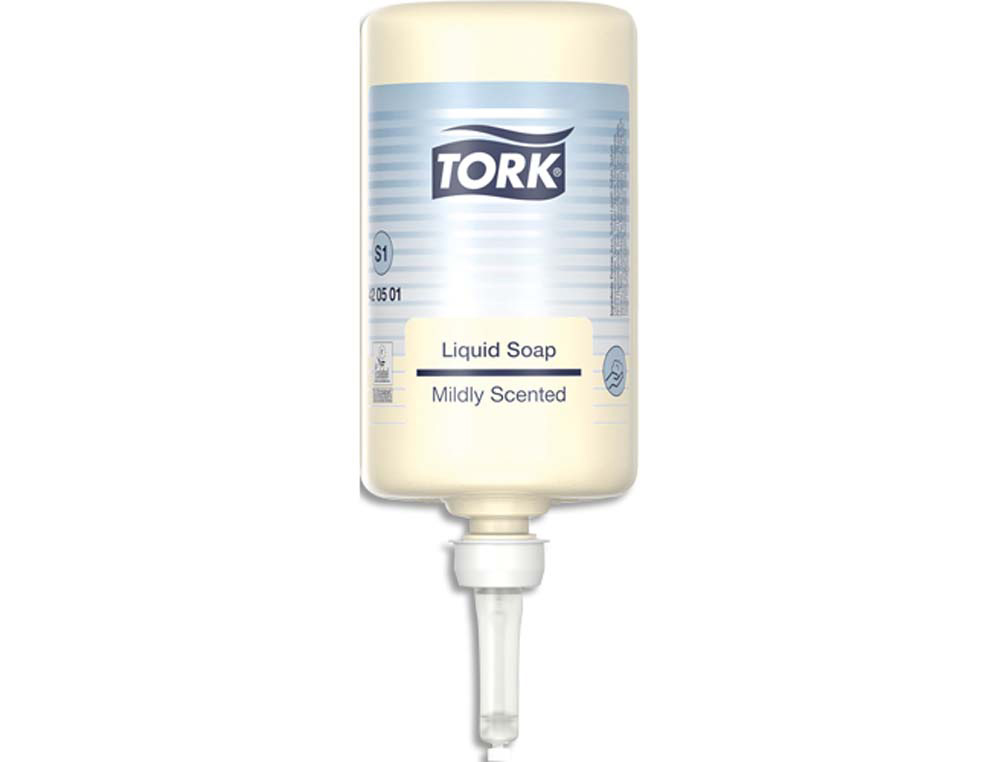 Savon liquide tork premium s1 doux légèrement parfumé écolabel recharge 1l=1000 doses