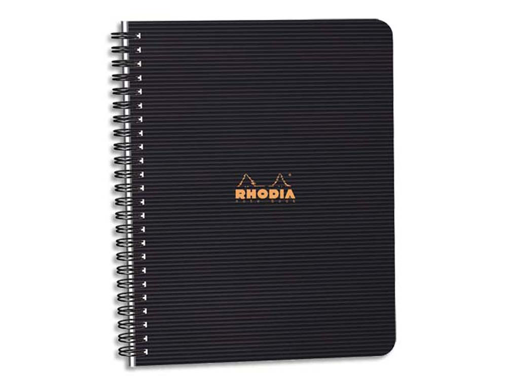 Cahier rhodiactive notebook reliure intégrale noire couverture pp a5+ 16x21cm 160 pages 90g 5x5mm microperforé