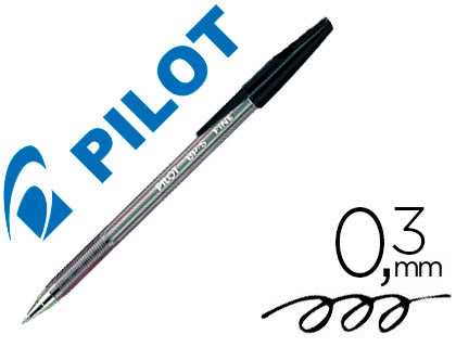 Stylo-bille pilot bp-s écriture fine 0.3mm encre douce pointe indéformable rechargeable corps translucide coloris noir