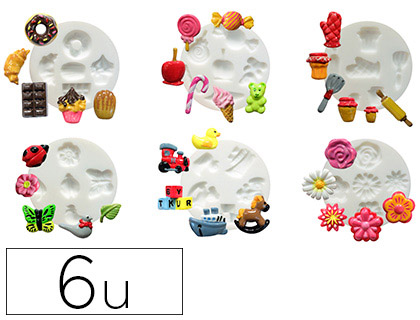 Moule dtm mini silicone diamètre 70mm réalisation miniature pâte polymère four modèles assortis lot 6 unités