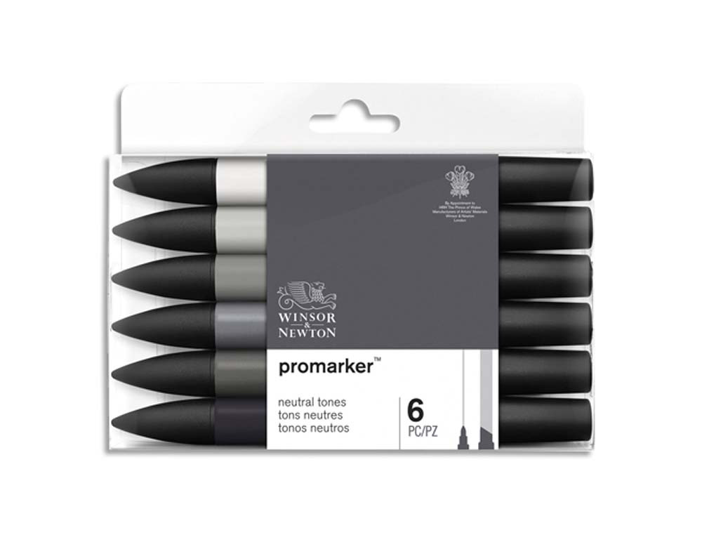 Marqueur professionnel w&n promarker double pointe tons neutres gris froid/noir set 6 unités       0290154