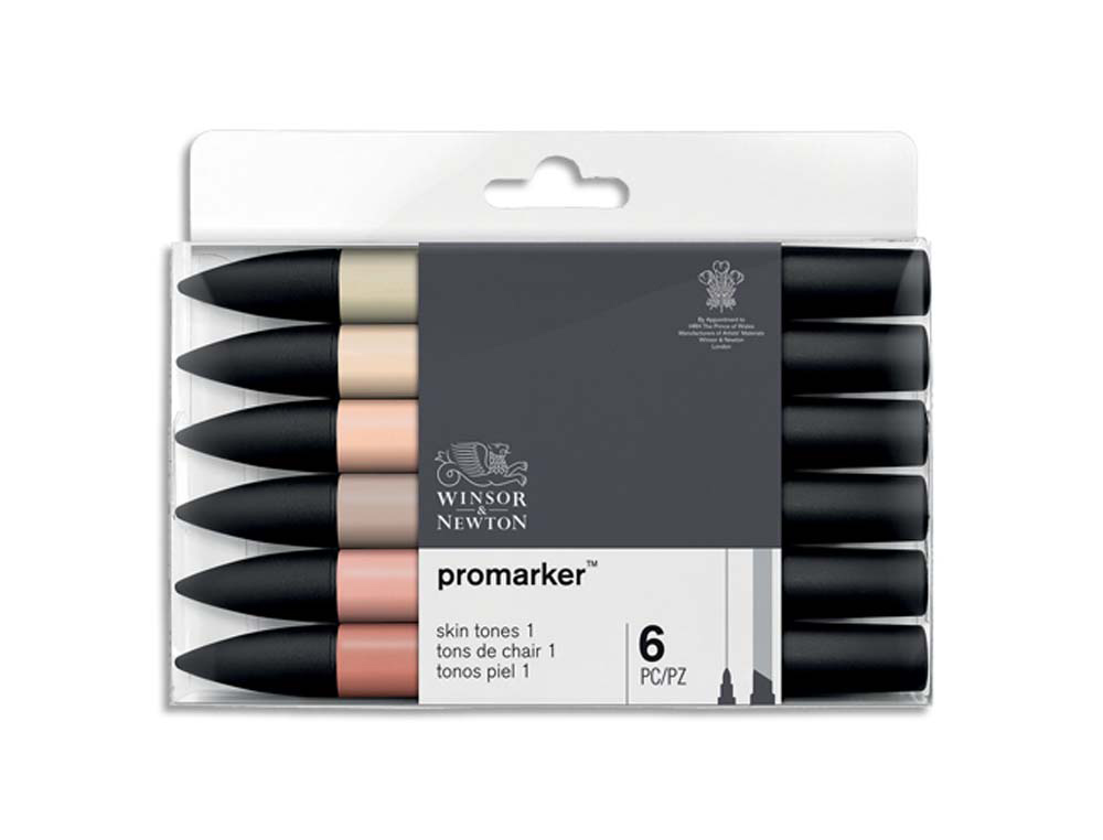Marqueur professionnel w&n promarker double pointe teintes chair ivoire amande satin mastic corail pêche set 6 unités