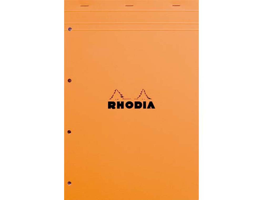 Bloc bureau rhodia a4+ papier vélin surfin couverture enduite enveloppante 218x318mm 80f détachables 80g 5x5mm orange