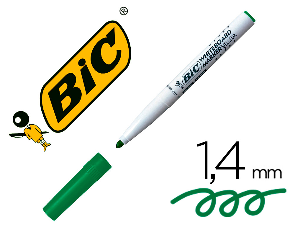 Marqueur bic velleda 1741 effaçable pointe ogive tracé 2mm encre cétone format stylo grande longévité vert