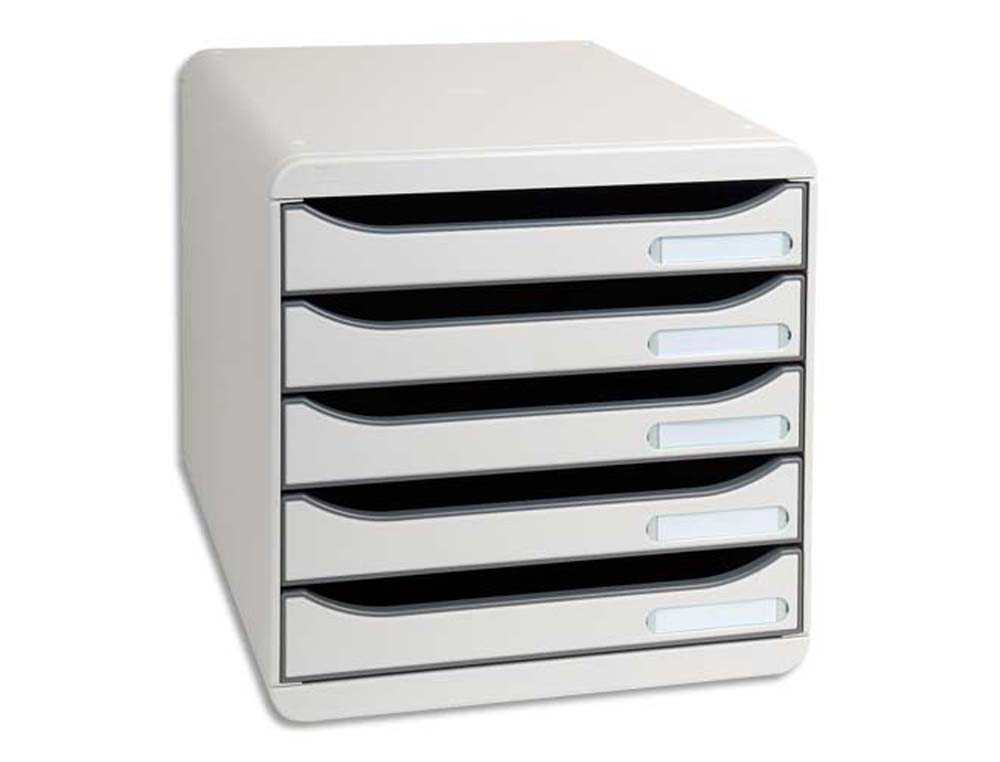 Module classement exacompta big box 5 tiroirs a4+ monobloc superposable butée sécurité 347x278x271mm coloris gris