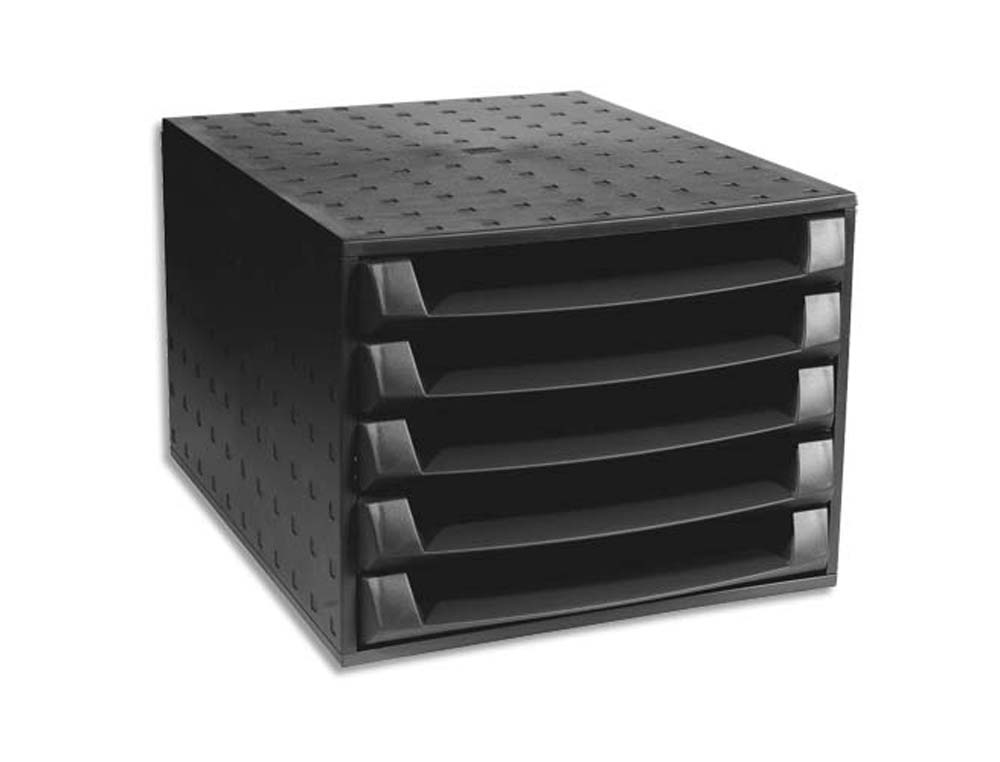 Module classement exacompta the box ecoblack 5 tiroirs 387x284x218mm coloris noir