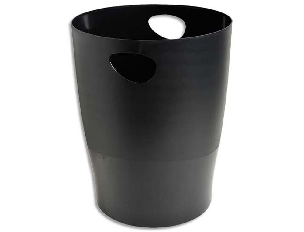 Corbeille à papier exacompta ecobin ecoblack 15l avec poignées coloris noir