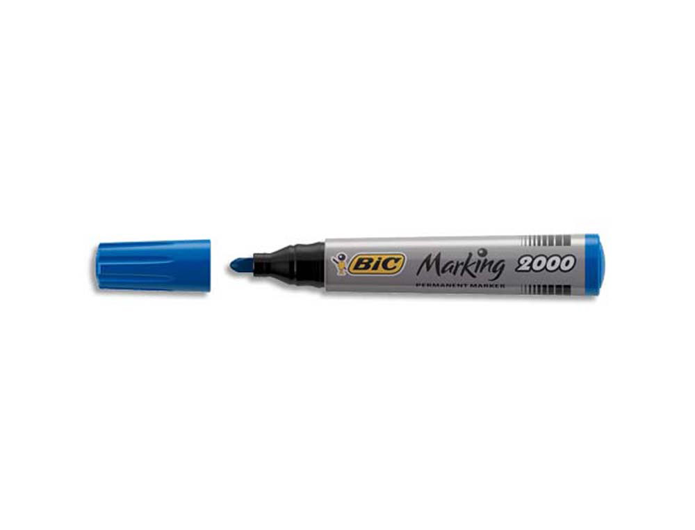 Marqueur bic permanent marking 2000 pointe ogive tracé 2.5mm corps plastique encre base alcool coloris bleu