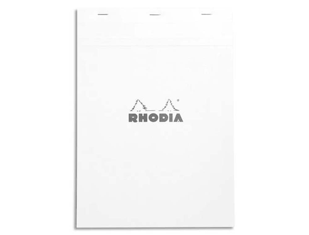 Bloc agrafé rhodia white n.16 a4 21x29.7cm couverture carte enduite 80f 80g 5x5mm microperforé blanc