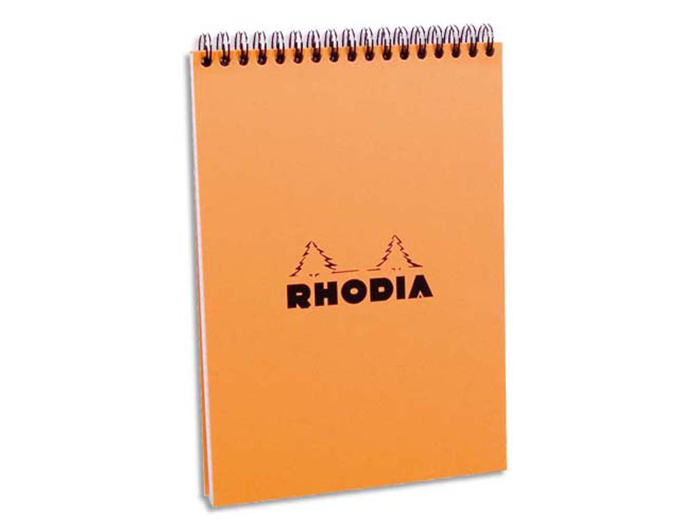Bloc rhodia classic orange a5 14.8x21cm couverture carte enduite reliure intégrale 80f 80g 5x5mm microperforé