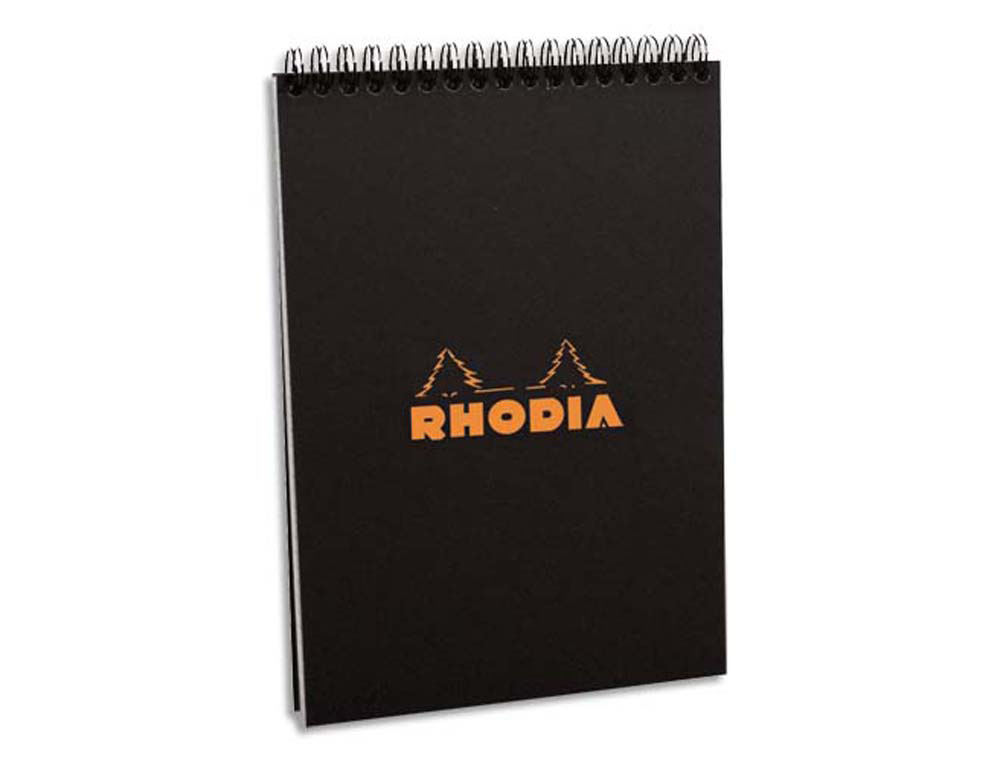Bloc rhodia classic black a5 14.8x21cm couverture carte enduite reliure intégrale 80f 80g 5x5mm microperforé
