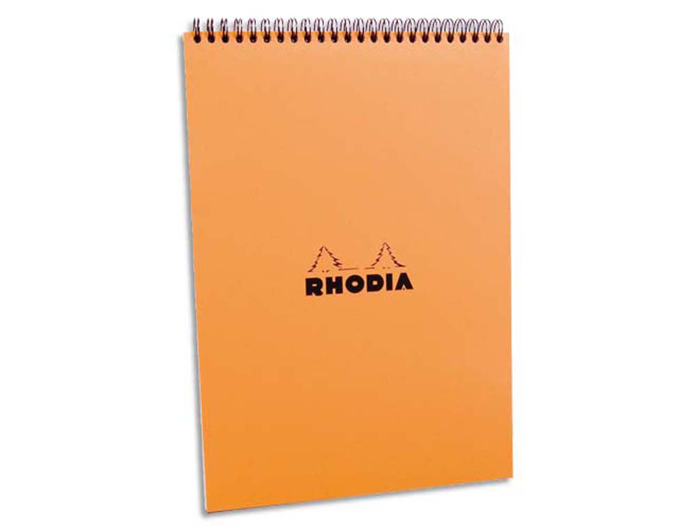 Bloc rhodia classic orange a4 21x29.7cm couverture carte enduite reliure intégrale 80f 80g 5x5mm microperforé