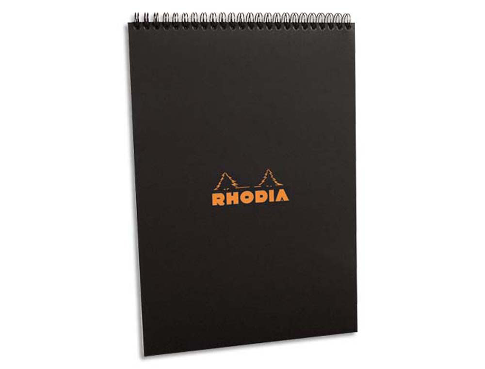 Bloc rhodia classic black a4 21x29.7cm couverture carte enduite reliure intégrale 80f 80g 5x5mm microperforé