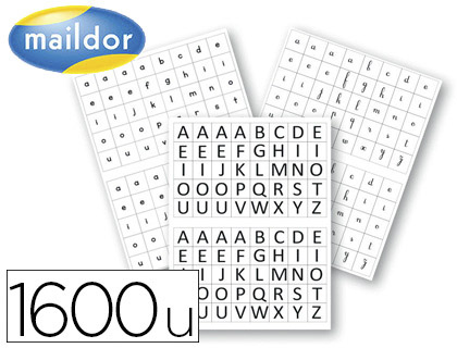 Gommette éducative maildor alphabet coloris rouge bleu vert jaune noir 6 planches 1600 unités