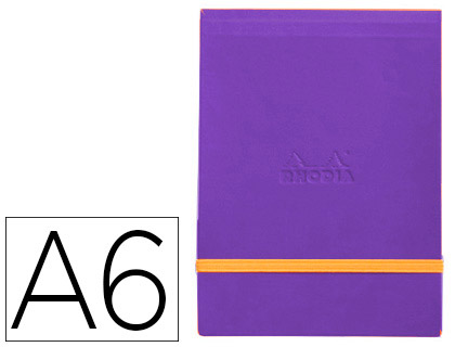 Pochette rhodiarama webpocket a6 9x14cm couverture simili cuir saphir intérieur imprimé fermeture élastique orange