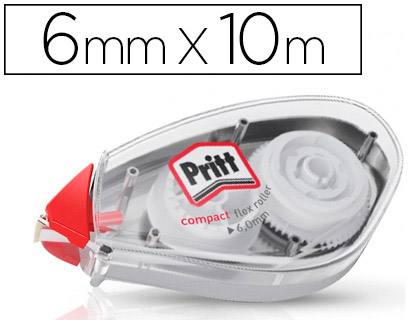 Correcteur pritt compact dévidoir ruban 6mmx10m 1 ligne application frontale réécriture immédiate protection embout