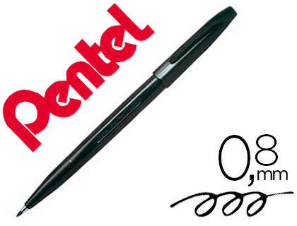 Stylo-feutre pentel sign pen aquarellable écriture large 0.8mm pointe fibre acrylique encre soluble eau coloris noir