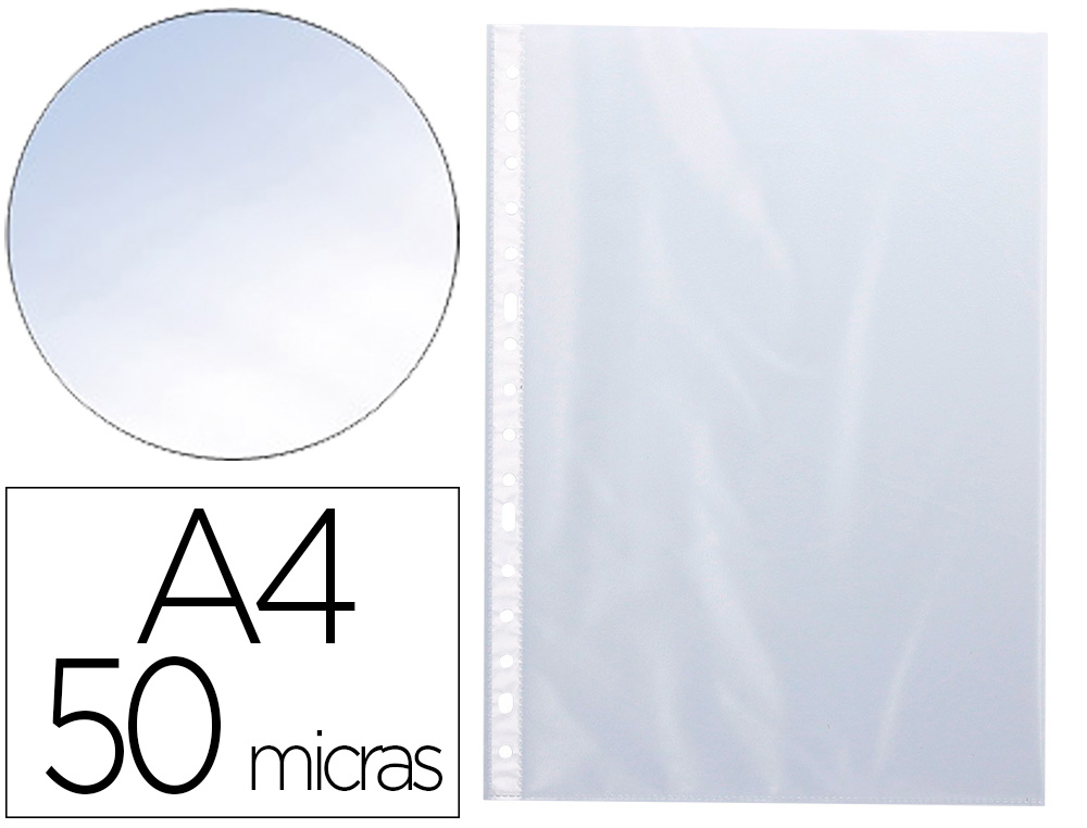 Pochette q-connect polypropylène lisse 5/100e perforée cristal antistatique a4 210x297mm boîte 100 unités
