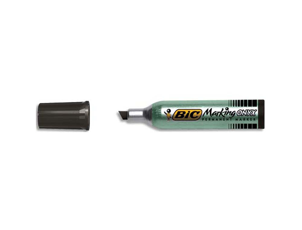 Marqueur bic permanent onyx marker 1481 pointe biseautée tracé 4/7mm tous supports corps métal noir