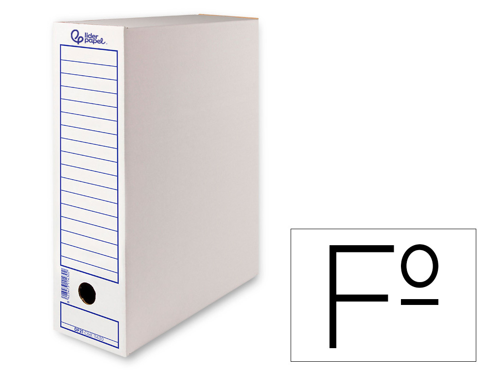 Boite a archives liderpapel carton recycle 340g/m2 dos    100mm 365x100x251mm coloris   blanc