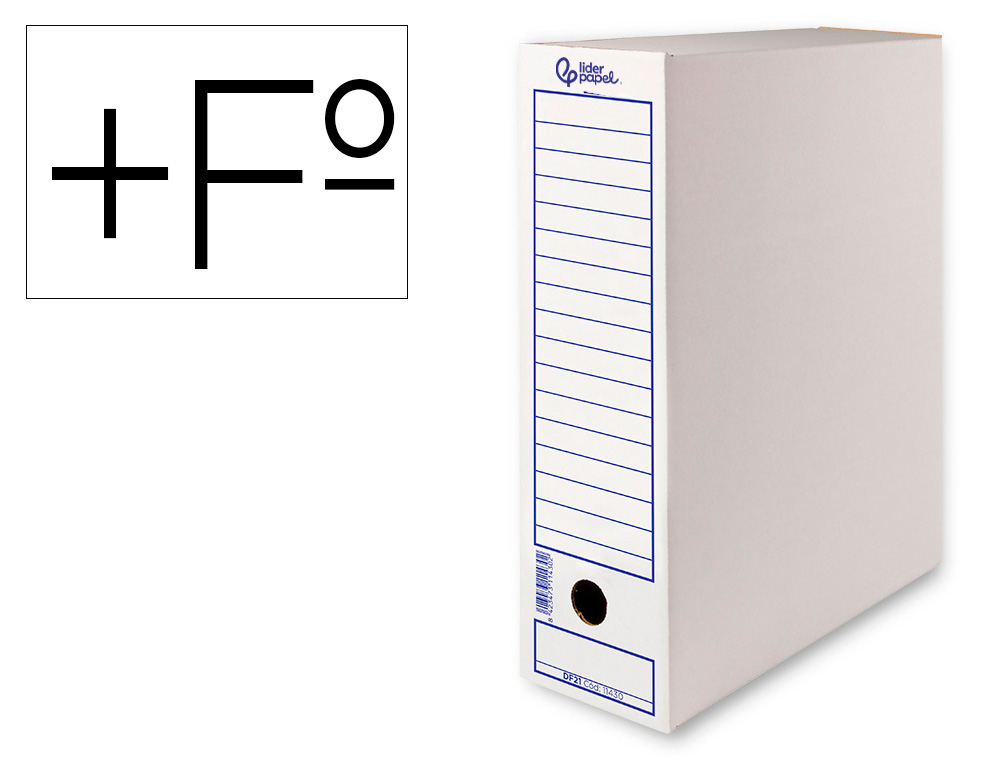 Boite a archives liderpapel carton recycle 340g/m2 dos    116mm 388x116x275mm coloris   blanc