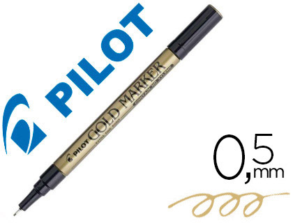 Marqueur pilot feutre permanent encre métallique pointe non bisautée extra fine polyacétate 0.5mm or