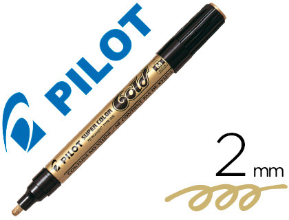 Marqueur pilot feutre permanent encre métallique pointe conique medium non biseautée polyacétate 4.5mm or