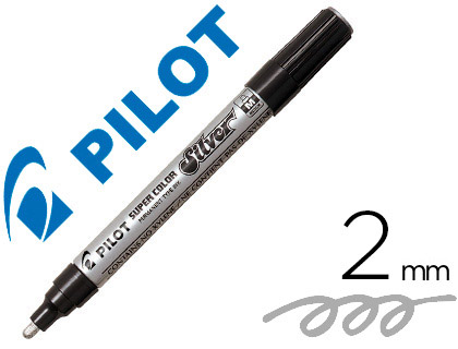 Marqueur pilot feutre permanent encre métallique pointe non bisautée medium polyacétate 4.5 mm argent