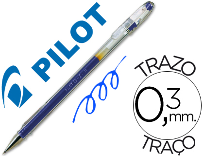 Stylo-bille pilot g1 5 écriture fine 0.3mm encre gel rechargeable corps translucide coloris bleu