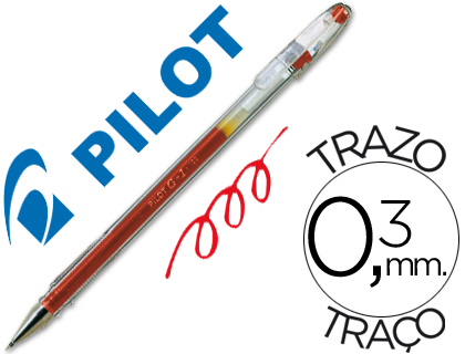 Stylo-bille pilot g1 5 écriture fine 0.3mm encre gel rechargeable corps translucide coloris rouge