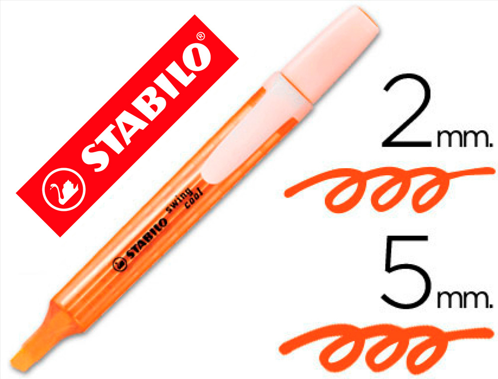 Surligneur stabilo swing cool modèle de poche avec agrafe tracé 1/3mm encre liquide pigmentée visible coloris orange