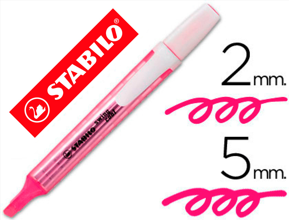 Surligneur stabilo swing cool modèle de poche avec agrafe tracé 1/3mm encre liquide pigmentée visible coloris rose