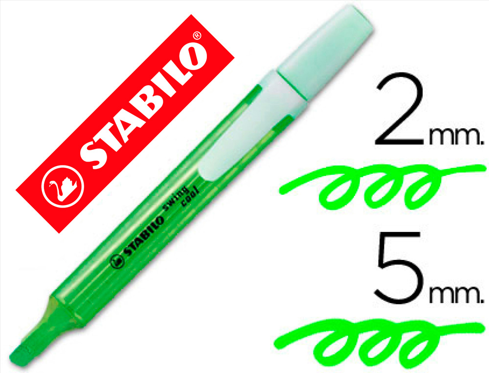 Surligneur stabilo swing cool modèle de poche avec agrafe tracé 1/3mm encre liquide pigmentée visible coloris vert