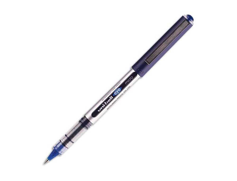 Roller uniball ub-150 eye écriture fine 0.3mm double niveau encre liquide visible régulateur débit coloris bleu