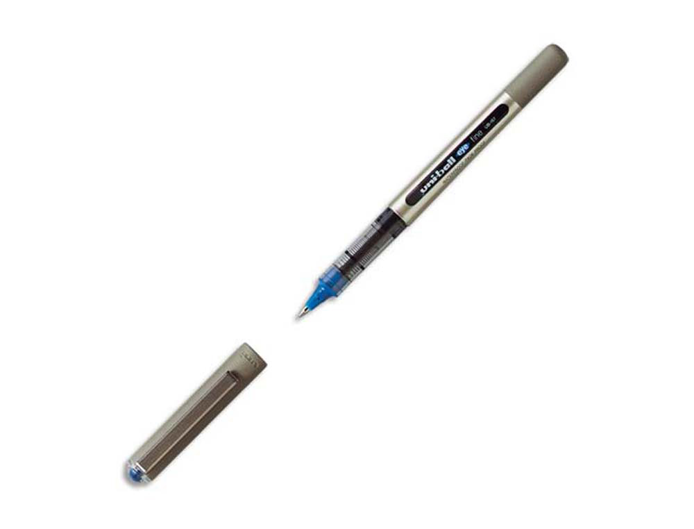 Roller uniball ub-157 eye écriture moyenne 0.5mm double niveau encre liquide visible régulateur débit coloris bleu
