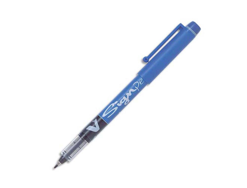 Stylo-feutre pilot v sign pen écriture moyenne 0.6mm pointe fibre polyester encre intense liquide niveau visible bleu