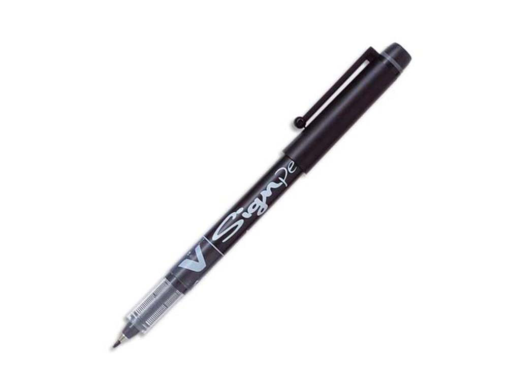 Stylo-feutre pilot v sign pen écriture moyenne 0.6mm pointe fibre polyester encre intense liquide niveau visible noir