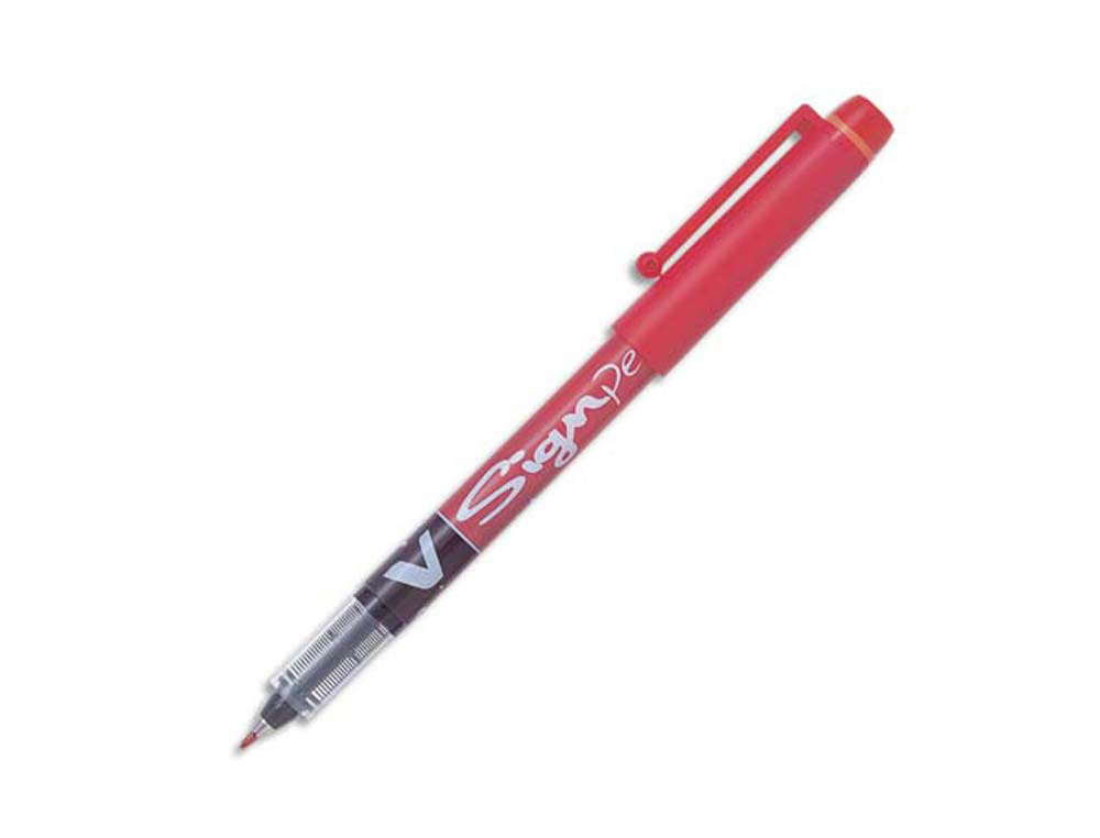 Stylo-feutre pilot v sign pen écriture moyenne 0.6mm pointe fibre polyester encre intense liquide niveau visible rouge