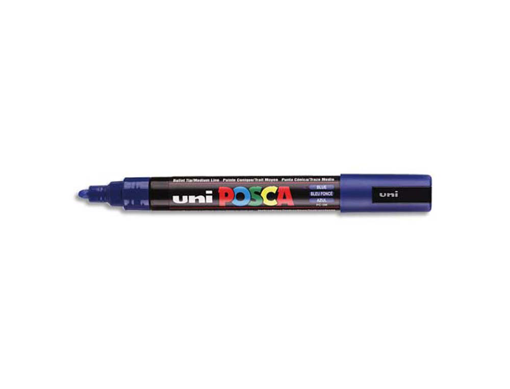 Marqueur posca pc5m gouache encre inodore toutes surfaces pointe moyenne conique couleur opaque couvrante bleu foncé