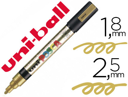 Marqueur posca pc5m gouache encre inodore toutes surfaces pointe moyenne conique couleur opaque couvrante or