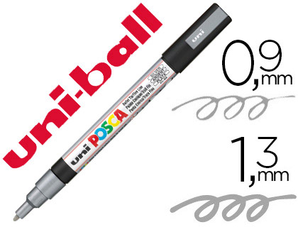 Marqueur posca pc3m gouache encre inodore toutes surfaces pointe fine conique couleur opaque couvrante argent
